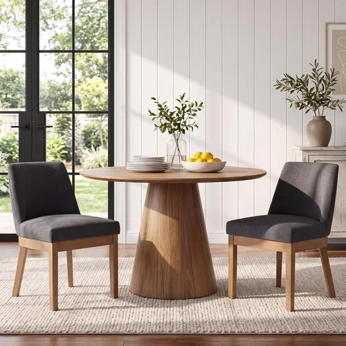 Vista 19 de HNY Juego de 2 sillas de comedor modernas con cómodo soporte de espalda, sillas de comedor tapizadas de lino suave con patas de madera maciza