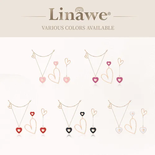 Vista 5 de Linawe Gargantilla en capas con dije de corazón para mujer, moderna, cadena de oroplataoro rosa, collares apilados de acero inoxidable, collar