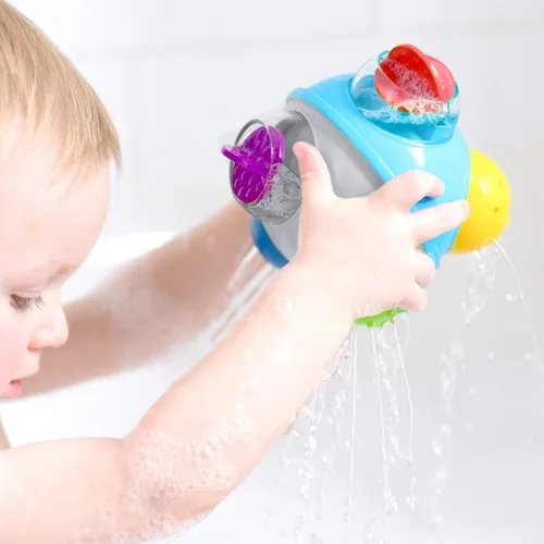Vista 4 de Sassy Bola de baño STEM para ducha de lluvia, juguete de baño de 6 meses en adelante