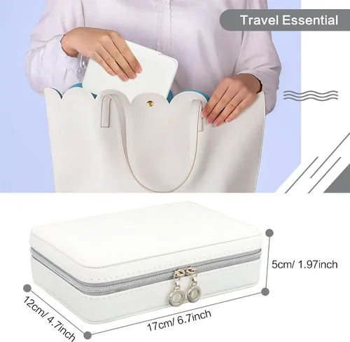 Vista 5 de DesignSter Joyero pequeño Estuche de joyería de viaje de piel sintética organizador de joyas soporte de almacenamiento para collares, aretes