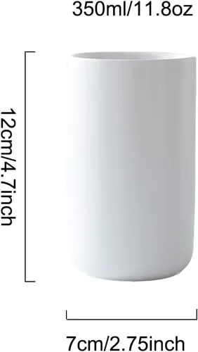 Vista 2 de Taza de enjuague bucal de cerámica, lavado de baño casero simple y estante de cepillo, tazas de desayuno de leche y yogur. (Blanco-A)