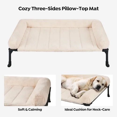 Vista 3 de Veehoo - Camas elevadas para perros de tamaño mediano con cojín de felpa esponjosa Orthopedic Raised Dog Beds for Indoor Outdoor, Soft Pet Sofa