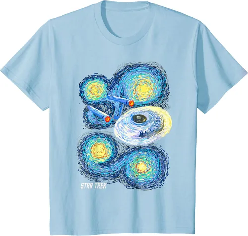 Vista 10 de Star Trek Camiseta de pintura de noche estrellada de la serie original, Negro, S