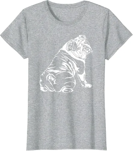 Vista 25 de Gracioso Bulldog Inglés playera perro Hund playera regalo, Azul (Heather blue)