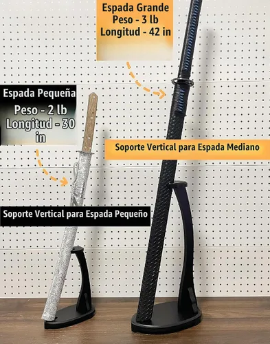 Vista 6 de Soporte de espada vertical samurái Katana Tanto soporte de exhibición forma de cisne 9.1 in / 17.3 in / 22.8 in Medio