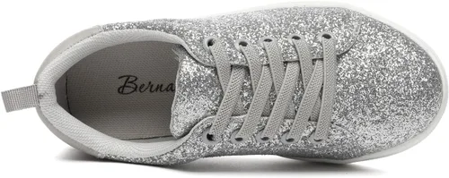 Vista 3 de Bernal Tenis de lentejuelas brillantes con purpurina para niñas y niños, para niños pequeños, niños grandes, sin cordones, para la escuela, zapatos