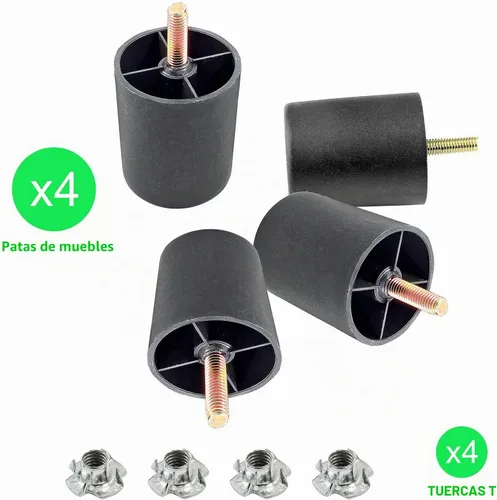 Vista 2 de 4 patas de sofá de 2.5 pulgadas, patas de sofá de plástico Tipo cónico