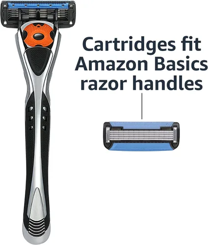 Vista 3 de Amazon Basics Recambios de maquinilla de afeitar de 5 cuchillas para hombres con doble lubricación, recortador de barba de precisión, afeitado