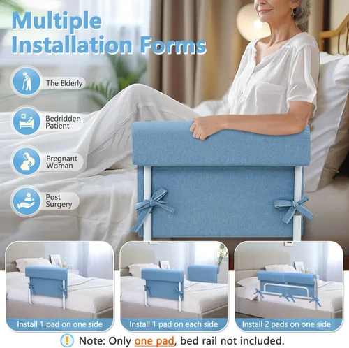 Vista 6 de KAAMOS Cojín acolchado para riel de cama, fundas acolchadas para camas de hospital, protector de caídas de camas, almohadillas de barrera