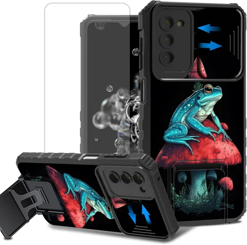 Vista 21 de Funda para teléfono Samsung Galaxy A15 5G con protector de pantalla con cubierta deslizante para cámara y soporte de doble capa híbrida resistente a