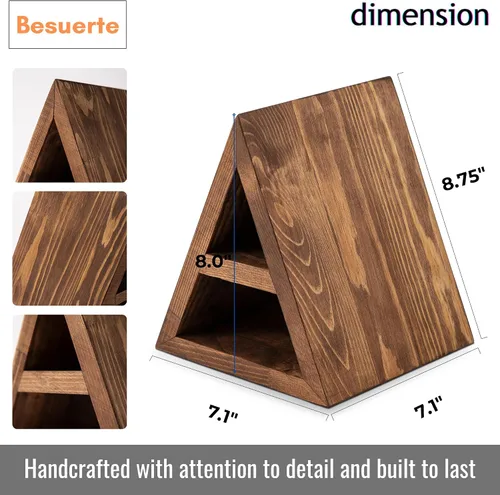 Vista 2 de Soporte de madera para páginas de libros en forma de triángulo, sin necesidad de montaje, regalos para amantes, soporte para libros para dormitorio