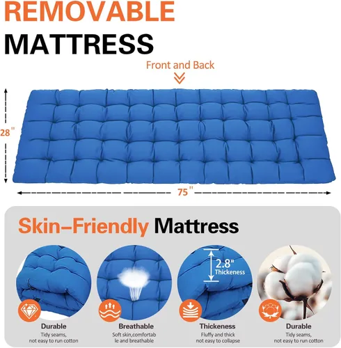 Vista 3 de Catres de campamento, paquete de 2 camas de camping con cómoda colchoneta para dormir con almohadilla, cama plegable resistente, catre de dormir