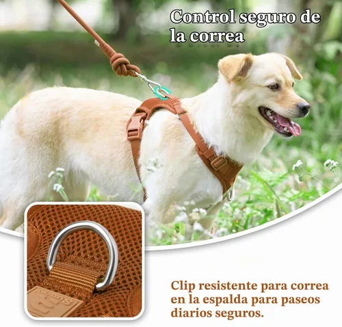 Vista 3 de Arnés sin tirones para perros pequeños, medianos y grandes - Chaleco de malla ajustable de 2 capas con doble clip, a prueba de escape, liberación