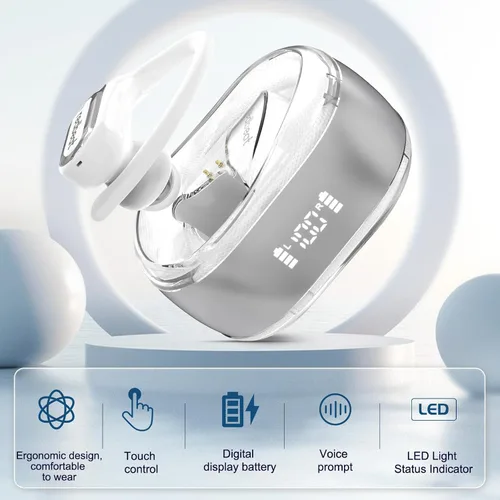 Vista 3 de redbeat Auriculares Bluetooth inalámbricos de oreja abierta, auriculares de conducción de aire con graves profundos, IPX4 impermeables con gancho