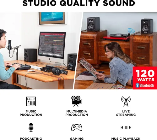 Vista 5 de Numark Mixtrack Platinum FX DJ Controller y M-AUDIO BX3 Par de monitores Bluetooth Studio para grabación de estudio, producción de música
