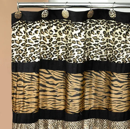 Vista 2 de Popular Bath Cortina de ducha, colección Jezella, estampado animal