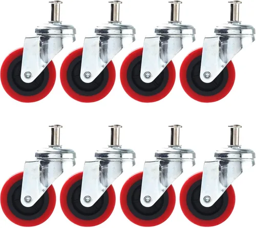 Vista 7 de Paquete de 4 Ruedas Giratorias Resistentes de 2.5 Pulgadas para Carrito de Servicio Creeper Taburete con Montaje en Poste