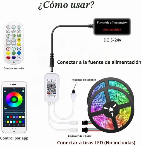 Vista 3 de WS2812B WS2811 WS2813 WS2815 1903 16703 Controlador de tira LED para módulo LED, conector JST de 3 pines 1 a 2 Bluetooth/Música APP/Control remoto