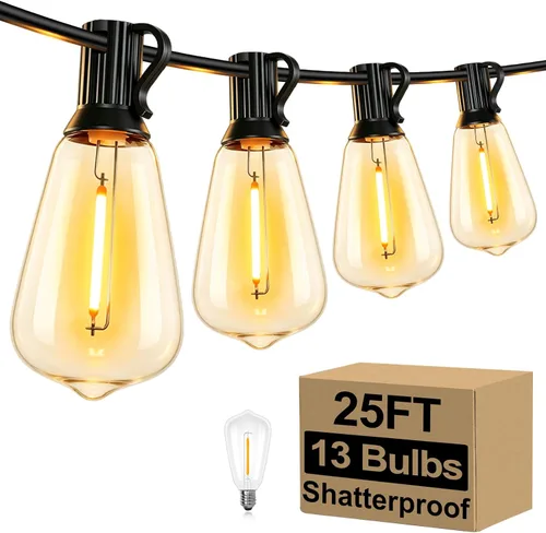 Vista 11 de 50FT Outdoor String Lights 27 Bulbs, Waterproof Patio Lights (Pack of 2)