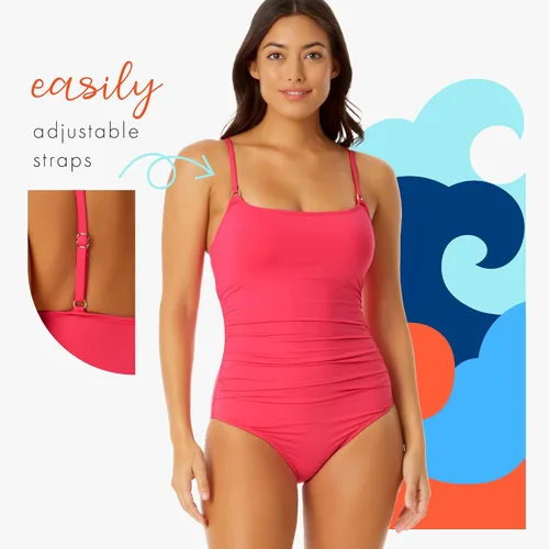 Vista 19 de Anne Cole Maillot Solid traje de baño de una pieza para mujer