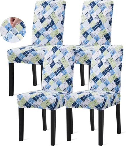 Vista 41 de Sufdari Juego de 2 fundas para sillas de comedor, fundas para sillas de cocina, fundas para sillas Parsons, protectores de sillas de elastano