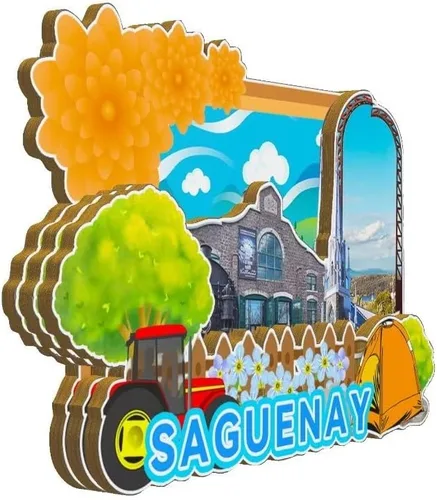 Vista 2 de Saguenay - Imán de madera para nevera, diseño de Canadá, monumentos 3D, recuerdos coleccionables, decoración hecha a mano -2274