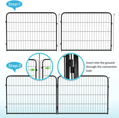 Vista 4 de BestPet Extensión de corral para perros 32 pulgadas, 2 paneles Corral resistente para mascotas con ejercicio de metal Paneles de cerca