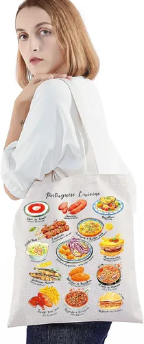 Vista 3 de BWWKTOP Bolsa de mano de cocina portuguesa Portugal Regalos de viaje Portugal Bolso de hombro Portuga Mercancía de viaje de Portugal