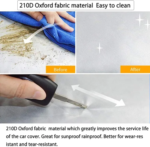 Vista 7 de Funda para la mitad del coche para todo tipo de clima, cubierta para el cuerpo del coche, parasol, cubierta de nieve, impermeable, resistente a