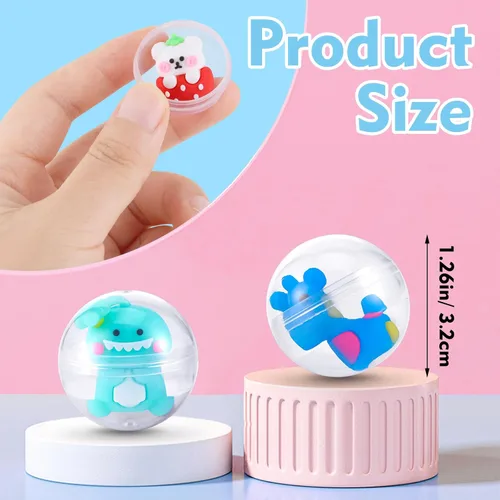 Vista 3 de 100 paquetes de cápsulas para máquina expendedora de bolas de goma con lindos juguetes de dibujos animados en miniatura, cápsulas pequeñas rellenas