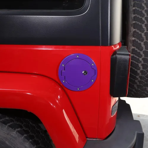 Vista 2 de Tapa de gasolina para Jeep Wrangler JK con cerradura, compatible con Jeep Wrangler JK JKU 2/4 puertas 2007-2018 (1 unidad, morado con cerradura)