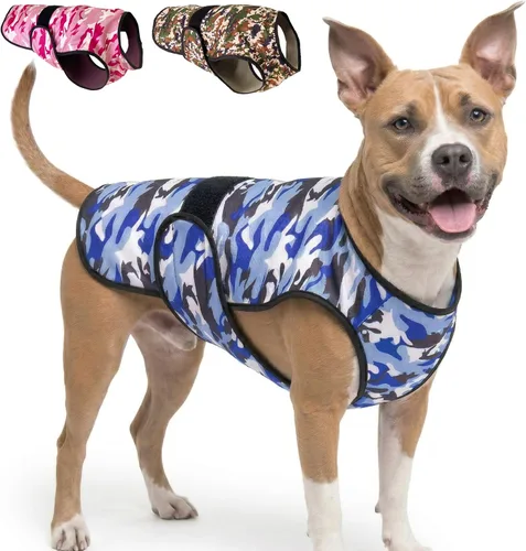 Vista 16 de Chaleco refrescante para perro, chaqueta de refrigeración de microfibra de 2 capas, azul, talla XS Longer cooling duration, balanced comfort, UV
