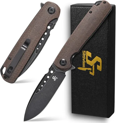 Vista 11 de Sitivien ST131 - Cuchillo plegable, hoja D2 G10, cuchillo de herramientas EDC con bloqueo de forro para acampar al aire libre, senderismo, pesca