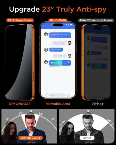 Vista 3 de DIMONCOAT Top 9H++ - Protector de pantalla de privacidad para iPhone 17 Pro