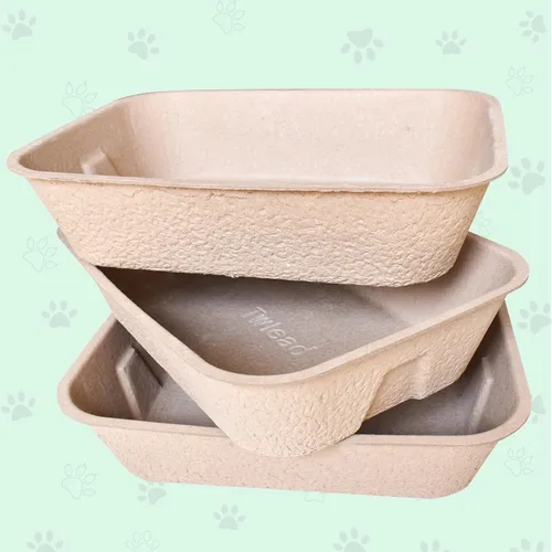 Vista 6 de Caja de arena desechable para gatos (3 paquetes con 1 toalla) Bandeja ecológica de papel 100% reciclado para gatos, 16.14 x 11.81 x 3.94 pulgadas