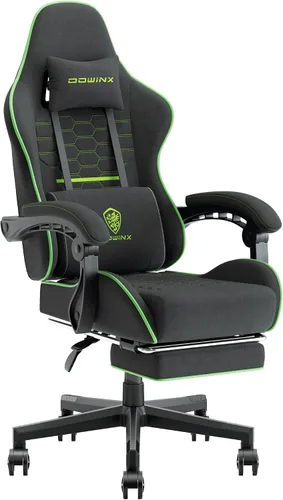 Vista 15 de Dowinx Silla de juegos de tela con cojín de resorte de bolsillo, silla de juegos de masaje con reposacabezas, silla ergonómica para computadora