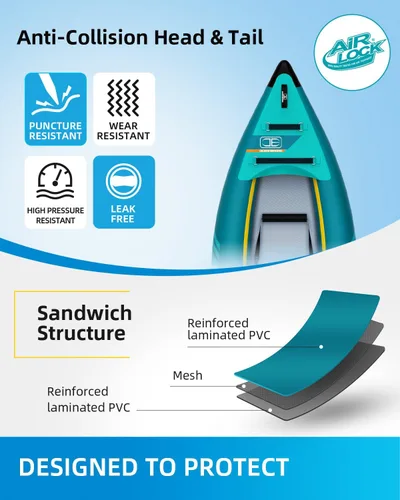 Vista 3 de OCEANBROAD Kayak Inflable Sit-in (SIN HIN), Kayak Inflable para 1 Persona/2 Personas para Adultos con Remo, Asiento de Kayak, Pedal, Bomba de Mano