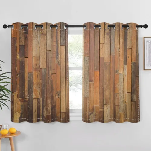 Vista 23 de Cortinas rústicas para ventana de puerta de granero, puerta de madera gris, puerta de garaje, tratamiento de ventana para sala de estar, dormitorio