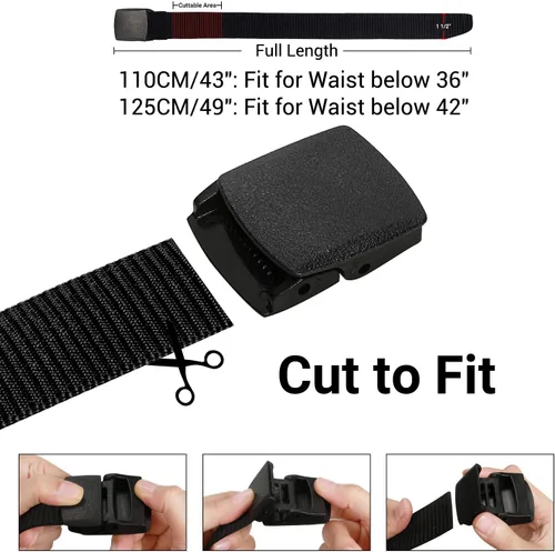 Vista 4 de ITIEZY Cinturón táctico de nylon para hombre, correa de correas al aire libre de la lona del estilo militar con la hebilla plástica