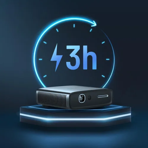 Vista 4 de Mini proyector con WiFi y Bluetooth, proyector láser portátil 1080P, corrección trapezoidal automática, enfoque automático, 400 lúmenes ISO, Smart