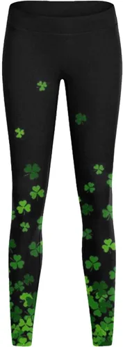 Vista 5 de Leggings de yoga para el día de San Patricio para mujer, leggings de trébol de cintura alta, estampado de trébol de trébol, pantalones de yoga