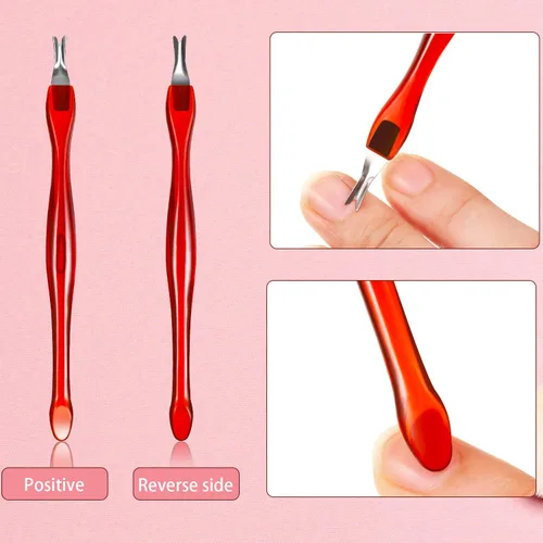 Vista 3 de Mudder 30 cuchillos de cutícula de uñas, removedor de cutículas, empujador de acero inoxidable para eliminar callos de piel muerta con mango