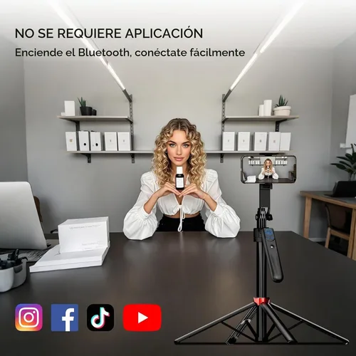 Vista 4 de Trípode de seguimiento automático de cara de 70 pulgadas para iPhone, rotación 360 de viaje, soporte para selfie con control remoto, control