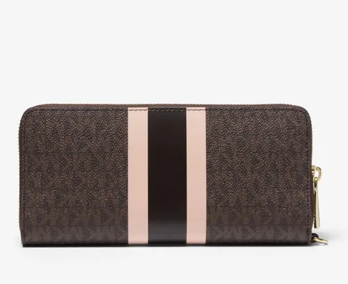 Vista 2 de Michael Kors Logo Stripe - Cartera continental grande, marrónrosa suave, MarrónRosa suave., Cartera Jet Set