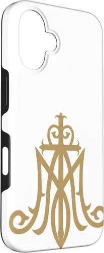 Vista 3 de Funda católica con monograma para iPhone 16 Virgin Mary Insignia Ave Maria