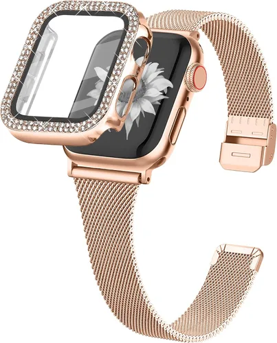 Vista 9 de Joyozy Correa delgada de acero inoxidable compatible con Apple Watch de 1.49, 1.57, 1.61, 1.65, 1.73, 1.77 y 1.81 pulgadas, correa milanesa con Negro