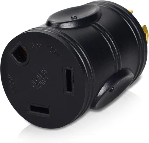 Vista 3 de Adaptador de corriente para autocaravana de 30 amperios, enchufe de bloqueo giratorio de 4 clavijas, convertidor resistente L14-30P a TT-30R