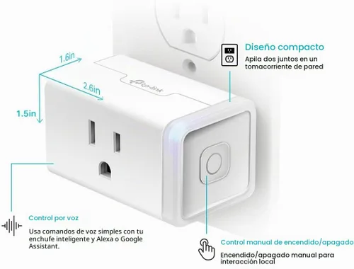 Vista 5 de Kasa - Enchufe inteligente de TP-Link, toma Wi-Fi para el hogar inteligente funciona con Alexa, Echo, Google Home e IFTTT, no requiere concentrador
