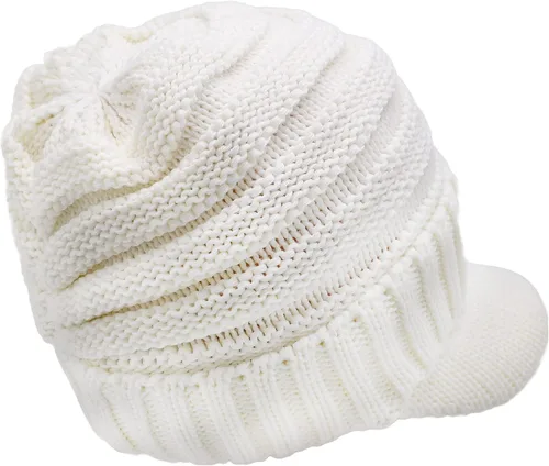 Vista 3 de C.C Gorro de punto acanalado de gran tamaño con visera