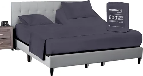 Vista 18 de SGI bedding Sábana Queen de 28 pulgadas con cabecera flexible y parte superior dividida, 100% algodón egipcio - 600 número de hilos, sábanas